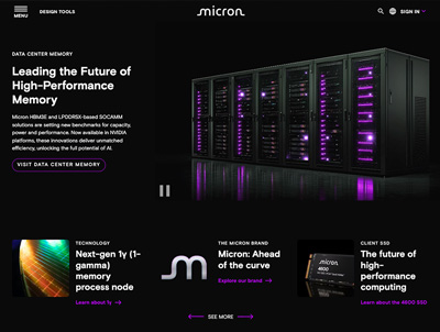 Micron website renewal homepage and solutions content design in Adobe Experience Manager