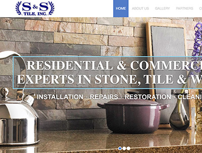 S&S Tile WordPress website design showcasing tile services and project imagery